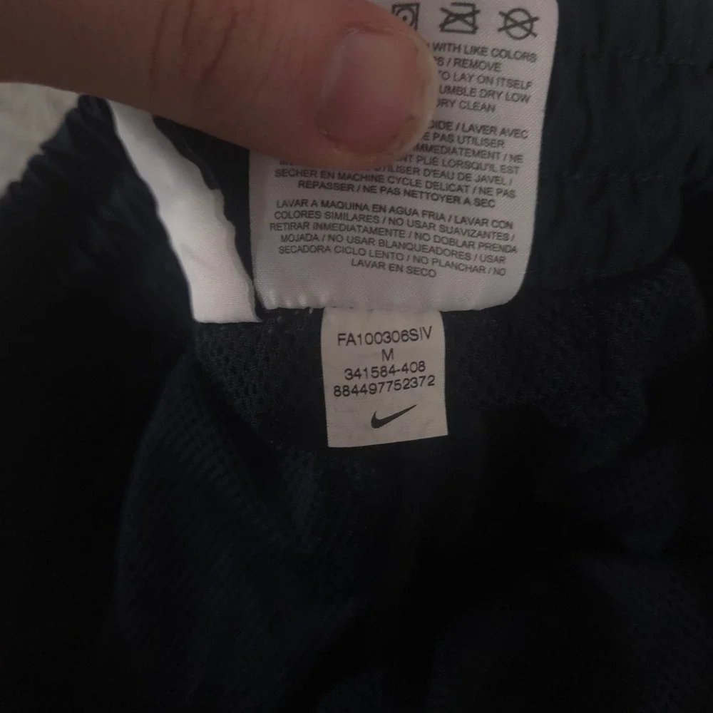 VINTAGE Nike Pants Mens M Navy Track Woven Mesh Lined Straight Leg Piping Y2K